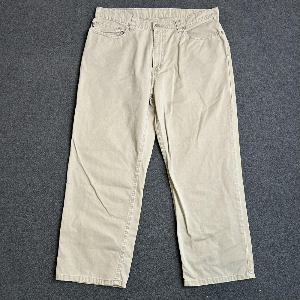 Ralph Lauren Polo Jeans Cropped Saturday Jeans Womens 14 Beige High Rise Denim